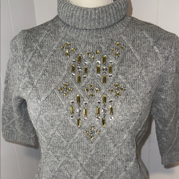 The Limited Gray Cowl Neck Sweater with Gold Accents - Picture 2 of 4